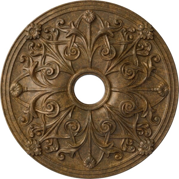 Ekena Millwork Jamie Ceiling Medallion (Fits Canopies up to 3 7/8"), 23 5/8"OD x 3 7/8"ID x 2 1/8"P, Rubbed Bronze CM23JARZS - main